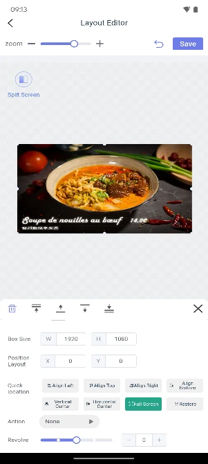 Éditeur mobile ADVUE CMS avec aperçu de mise en page